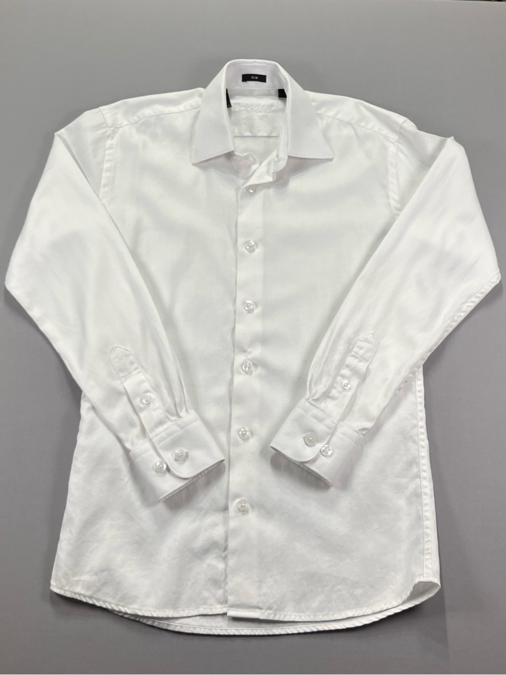 Ragazzo Uomo Classic Boys Slim Dress Shirt Subtle Herringbone pattern size 12